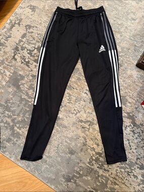 adidas Black Joggers with White Side Stripes